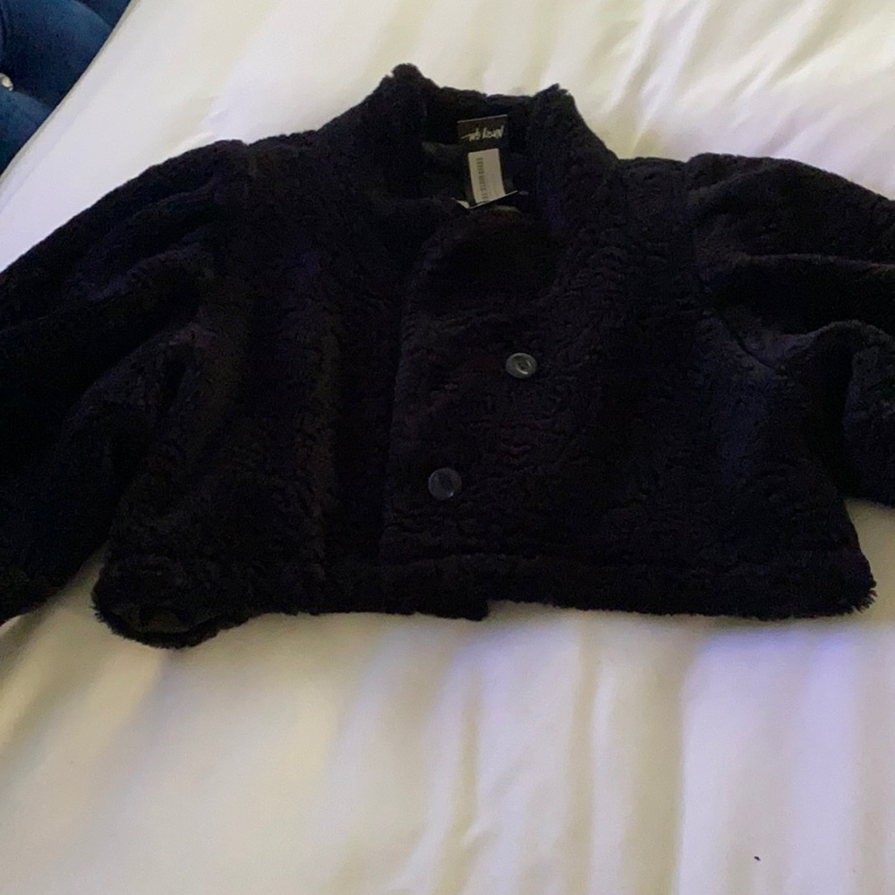 Fur cropped jacket black s/m